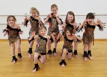 The Beginner Jazz class, one of several groups performing May 11 and 12, will be dancing to "Roar." Pictured from left are, back row: Annie Whitney, Arabella Hodgdon, Alana LaCourse, Sophia Plummer, Samantha Colby; front:Mabel Kaler and Kayla Watts. Courtesy of Melissa Nein
