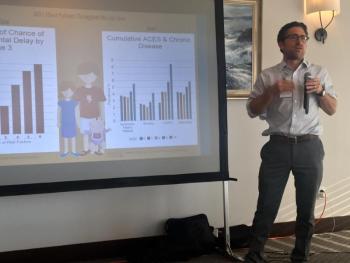 Dr. Stephen DiGiovanni, a practicing pediatrician and medical director for the Maine Medical Partners Outpatient Clinics, presents the keynote speech May 21 at the Oceanside Golf Resort in Boothbay Harbor. SUZI THAYER/Boothbay Register