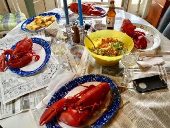 Another lobster feed at the cottage. SUZI THAYER/Boothbay Register