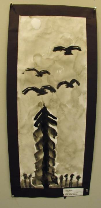 Liam Scott. Grade 2. Southport Central School. “Japanese Landscape” Sumi brush and ink.
