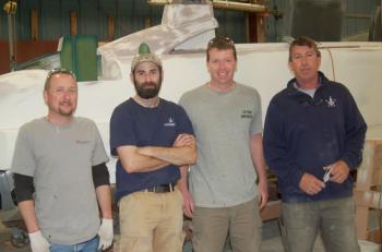 Hodgdon Custom Tenders employees Jason Jarvis, Andrew Follett, Alex Arsenault and Kirk Zehm. ART MAYERS/Boothbay Register