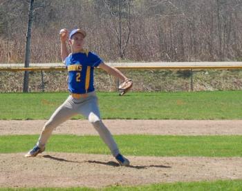 Hunter Crocker takes the mound. ART MAYERS/Boothbay Register