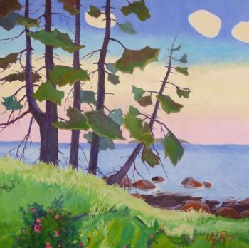 “Peaceful Coast,” 48” x 48” in oil, by Andrea Peters. Courtesy of the gallery Andrea Peters