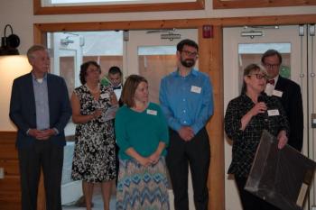 Bigelow Laboratory for Ocean Sciences employees accept the Large Business of the Year Award. Courtesy of Sara Moore
