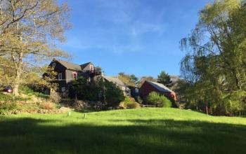 View of the back of Squire Tarbox Inn. Courtesy of Lisa Dalton
