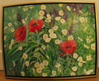 “Fun With Poppies,” oil, Andrea Peters. Andrea Peters