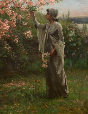 Charles Yardley Turner (American,1850-1919), “Apple Blossoms," oil on canvas, 24" x 18" - at Wiscasset Bay Gallery, Wiscasset. Courtesy of the venue Charles Yardley Turner