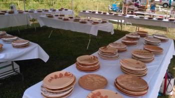 More than 500 unique plates made by salad days artist-in-residence Christina Bendo were being selected and used by guests. JANE CARPENTER/Wiscasset Newspaper