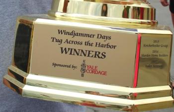 Clear Stream Construction will be added to the trophy as the fourth winning team of the tug across the harbor event. LISA KRISTOFF/Boothbay Register