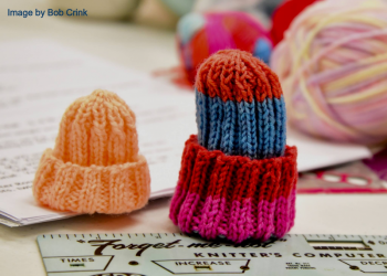 Tiny caps knitted for NICU babies at the Barbara Bush Children’s Hospital. Bob Crink photo