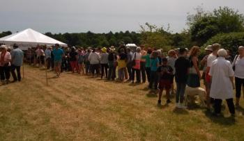 Guests queue to register for Salad Days July 14 at the Watershed Center for Ceramic Arts in Newcastle. JANE CARPENTER/Wiscasset Newspaper