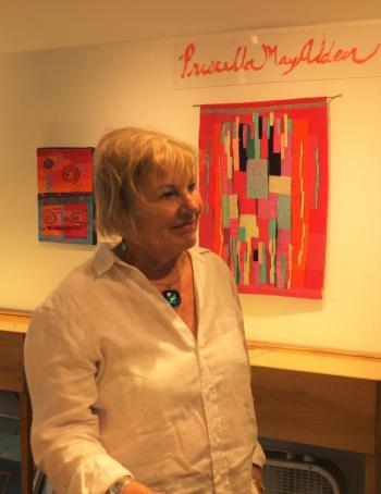 Priscilla May Alden at her recent show at Gold/Smith Gallery in Boothbay Harbor. LISA KRISTOFF/Boothbay Register