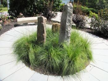 The stone wheel of the Memorial Garden. Some of the stones have been engraved by Bob Williams, with the names of people's loved ones now departed. LISA KRISTOFF/Boothbay Register