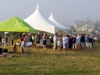 Attendees gather for the “Keep the Light Burning” fundraising event at Hendricks Head Light Station. Courtesy of Elaine Jones