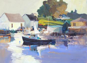Robert Noreika ’s newest painting, “New Harbor Morning,” 30” X 40” is in Sylvan Gallery’s Late Summer Show. Courtesy of the venue Robert Noreika