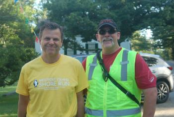 Race director Rob Whitney and Fire Chief Stacy Hutchison. ART MAYERS/Wiscasset Newspaper