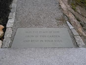 Visitors entering the meditation garden are greeted with a simple wish for serenity. JANE CARPENTER/Boothbay Register