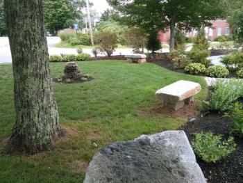 Portions of the founders’ and memorial gardens recently completed at the Congregational Church of Boothbay Harbor. JANE CARPENTER/Boothbay Register