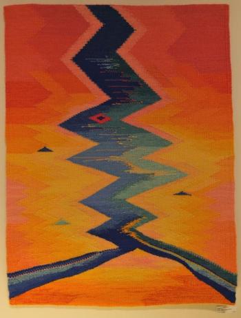 Priscilla May Alden’s 36’ by 24” “Journey II” - wool warp and wool weft - will be among the tapestries in the “Tapestry in New England and Beyond” exhibition in Falmouth, Massachusetts beginning Sept. 9. Priscilla May Alden