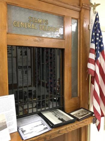 Closeup of clerk’s window of Newagen Post Office. KELLIE BIGOS/Boothbay Register