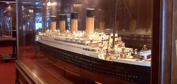 A screen capture from a Rocktide Inn promotional video shows the ship models as they were displayed at the business. Courtesy of Sweet Thunder Productions