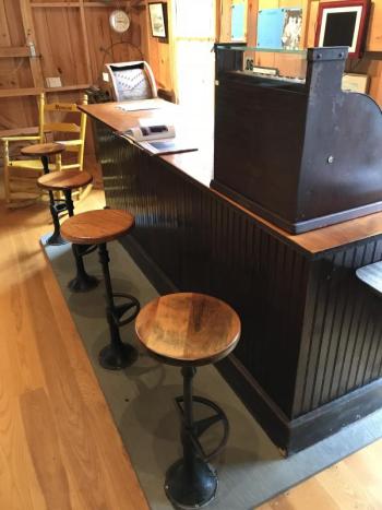 Soda fountain seats at “the Alley.” KELLIE BIGOS/Boothbay Register