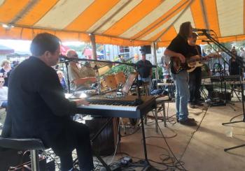 The Boneheads got everyone dancing, under and outside the tent. LISA KRISTOFF/Boothbay Register