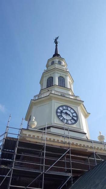 A recent project was the renovation of the library tower at Colby College in Waterville. Courtesy of Mid-Maine Restoration colby college, mid-maine restoration