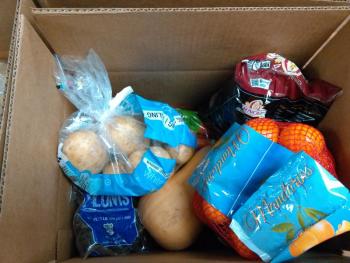 A box starting to be filled. JANE CARPENTER/Boothbay Register