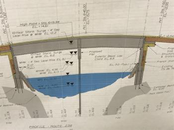 Schematics of the proposed bridge over Decker Cove. Courtesy of MDOT