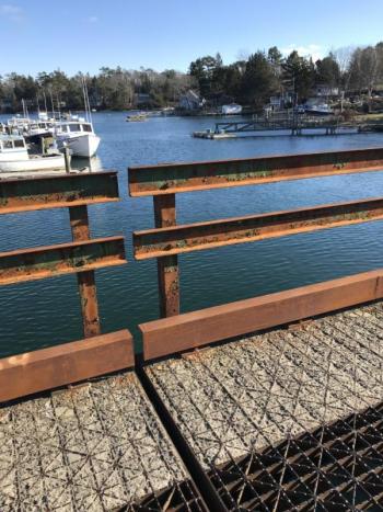 Where pedestrians walk over Thompsons Bridge. KELLIE BIGOS/Boothbay Register