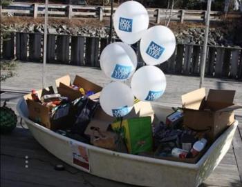 The donation boat for the Boothbay Region Food Pantry. Jackie Barnicoat photo
