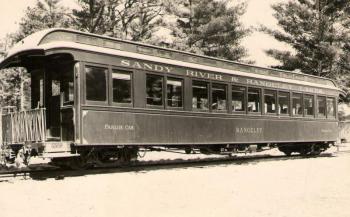 The world-class exhibition will be highlighted by the only historic two-foot gauge parlor car ever built in the United States, the Sandy River & Rangeley Lakes (SR&RL) “Rangeley.” Exterior, circa 1900. Photo from the Collection of the Maine Narrow Gauge Railroad Co. & Museum