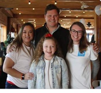 Two sponsors - Kyndall Schmidt (far left) and Heather Reynolds, far right - one supporter (from the beginning) - Chris Gleason, and one determined young lady, Suzie Edwards. Jackie Barnicoat photo