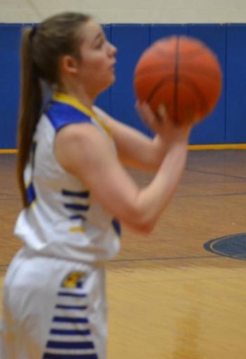 Seahawk guard Ashley Abbot fires up two of her 14 points Jan. 4 against Carrabec. BILL PEARSON/Boothbay Register