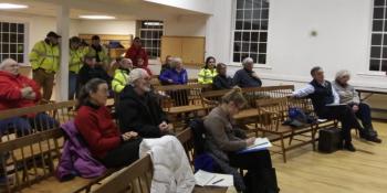 Edgecomb residents left their warm homes on Monday evening for a public hearing and special town meeting on a proposed amendment to the town’s TIF. JANE CARPENTER/Boothbay Register
