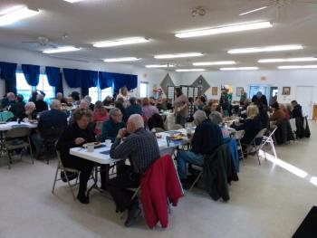 More than 100 people support the Coast Guard at an American Legion breakfast Jan. 27. JANE CARPENTER/Boothbay Register