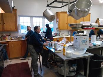 The kitchen crew of volunteers got up early and worked hard to make the breakfast a success. JANE CARPENTER/Boothbay Register