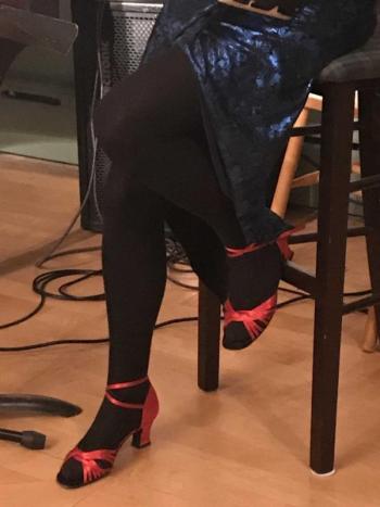 Red satin shoes. KELLIE BIGOS/Boothbay Register