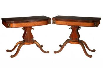 This matched pair of American Federal Period card tables will be auctioned off during the Thomaston Place Auction Galleries event March 1-3. Courtesy of Carol Achterhof