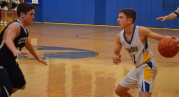 Boothbay point guard Sullivan Rice scored six points on two 3-pointers Feb. 6 in the Seahawks' victory over Telstar of Bethel. BILL PEARSON/Boothbay Register