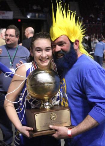 Chloe Arsenault and her dedicated Seahawk fan father, Stephen. STEVE EDWARDS/Boothbay Register