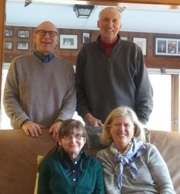 Bill Hamblen, left, and Ted Repa stand behind their spouses Jan Hamblen, left, and Betty Repa. JANE CARPENTER/Boothbay Register