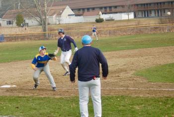 A close play at third base. ART MAYERS/Boothbay Register