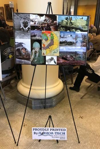 Posters created by Harbor Tech utilizing Boothbay region veterans’ original photographs from Vietnam. Sarah Sherman photo