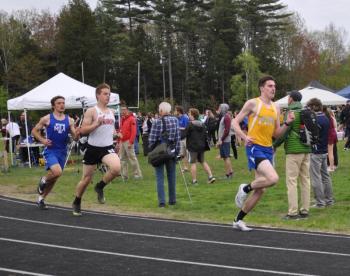 Will Perkins leads in the 800m run, part of the hard work that earned him Most Valuable Player of the meet. Courtesy of Kerrin Erhard