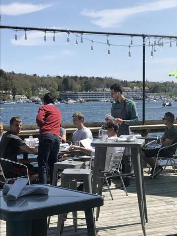Sahin and Erman on deck. KELLIE BIGOS/Boothbay Register