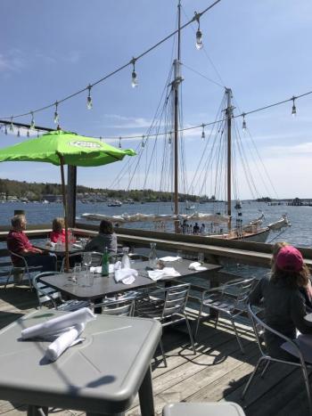 Schooner Eastwind sails past Taka. KELLIE BIGOS/Boothbay Register