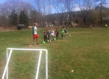 Digging being on the soccer field. LISA KRISTOFF/Boothbay Register