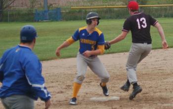 Hunter Crocker avoids a tag by Hayden Dunning. ART MAYERS/Boothbay Register